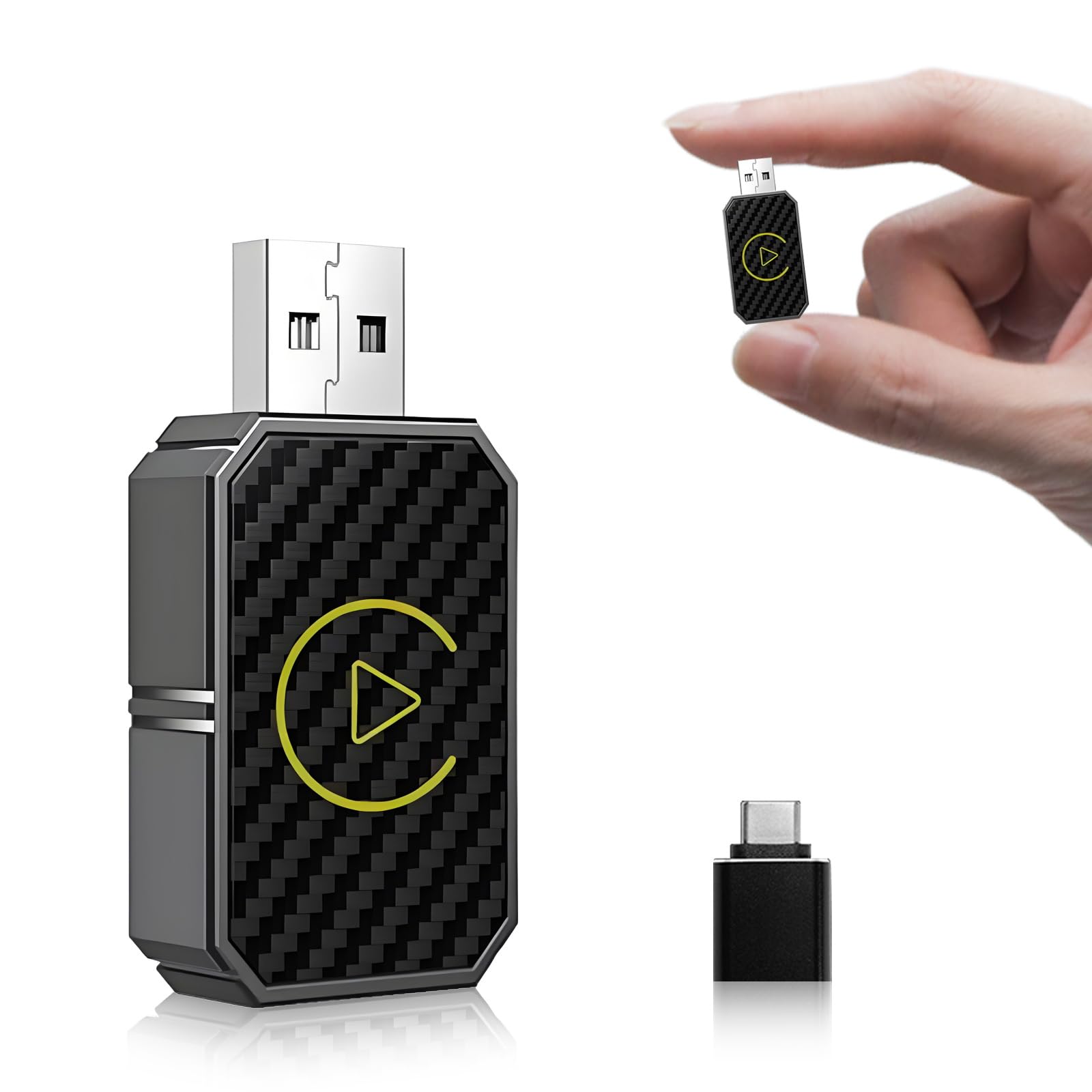 Wireless CarPlay Adapter 2 in 1, Mini Wireless Carplay Adapter Stable Smallest, Bluetooth Connection, Plug & Play, No Latency for iPhone & Android Auto