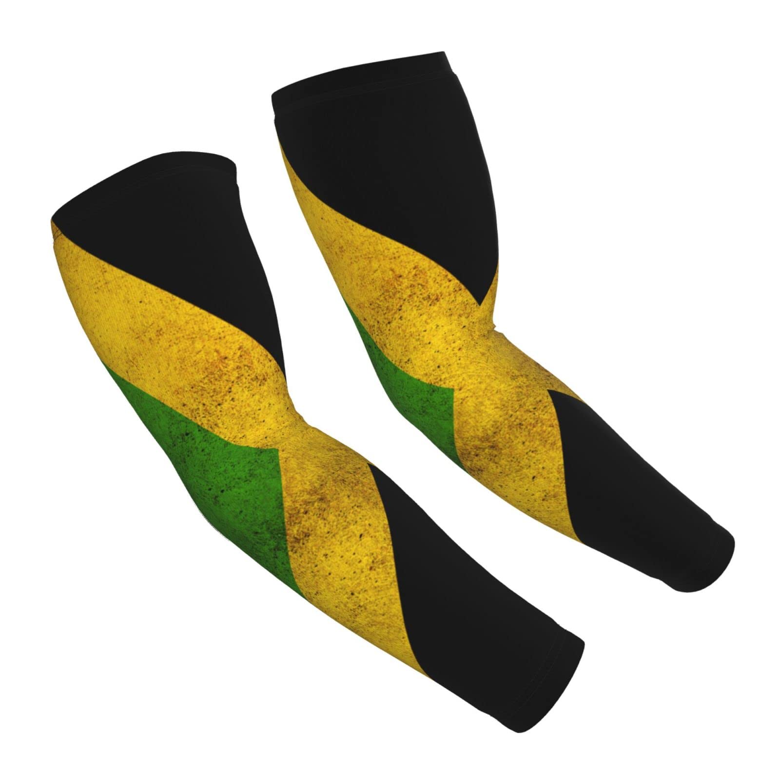 AYUNIX Arm Sleeves for Men Women Jamaican Flag UV Sun Protection Cooling Arm Sleeves Arm Cover Sleeves for Outdoor Protective Sports Running Golf Cycling Driving Fishing