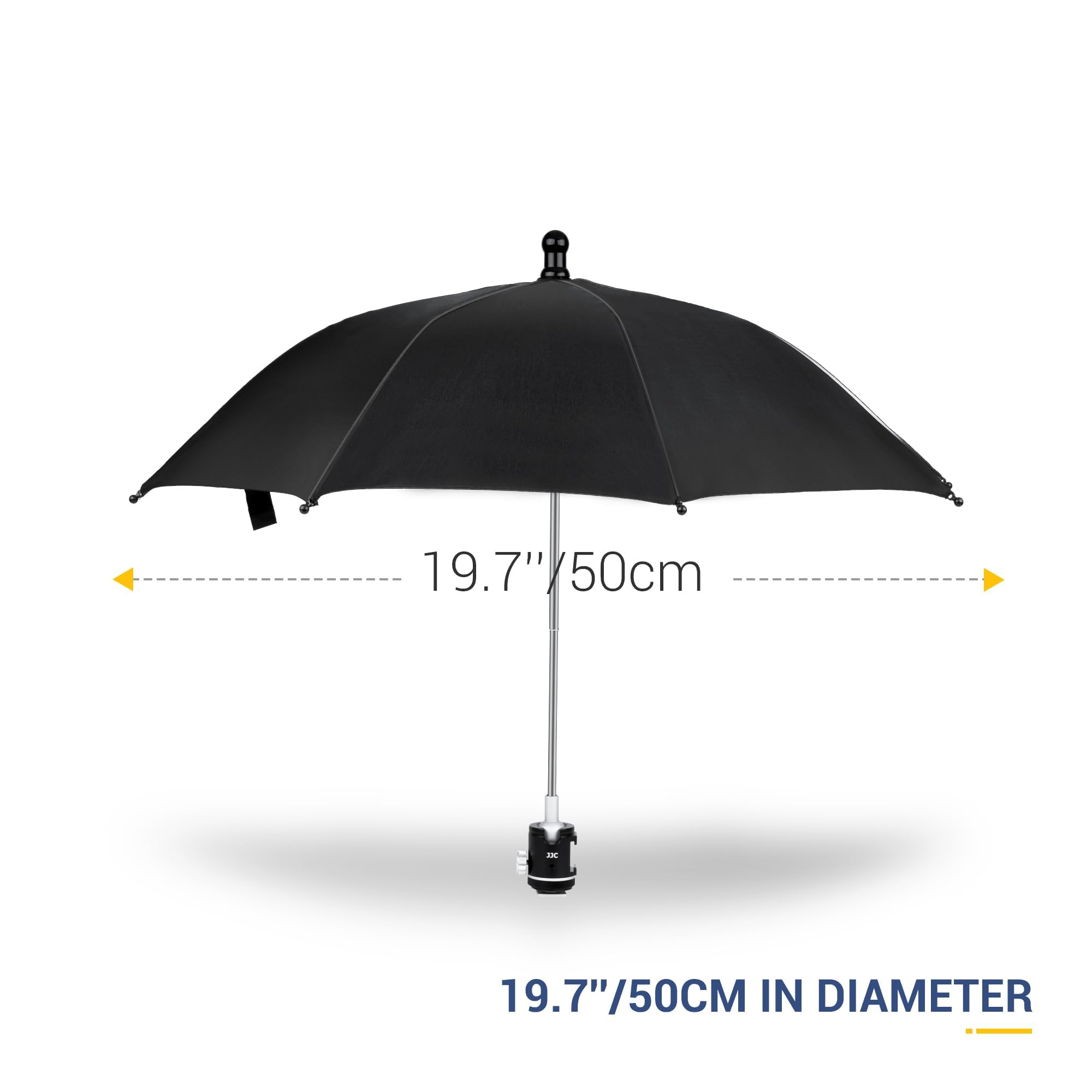 Ombrello per fotocamera con rotazione a 360° testa a sfera e scarpa fredda laterale, ombrello fotografico portatile resistente alle intemperie protegge la videocamera da pioggia, neve, luce solare