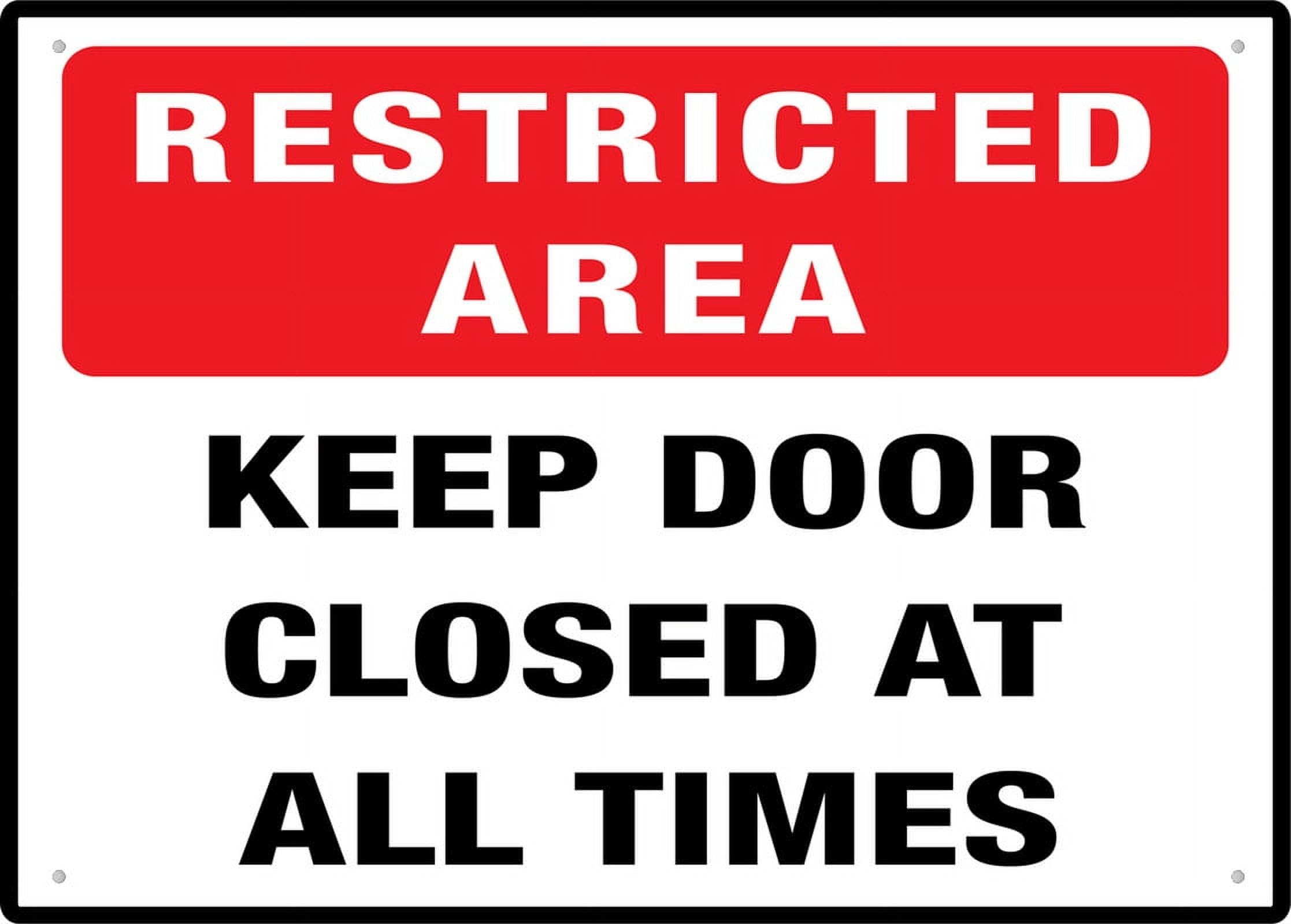 peiyeety Restricted Area Keep Door Closed At All Times 8"X12" Rust Free Aluminum Signs Outdoor, Metal Tin Sign For Home, Business, Yard