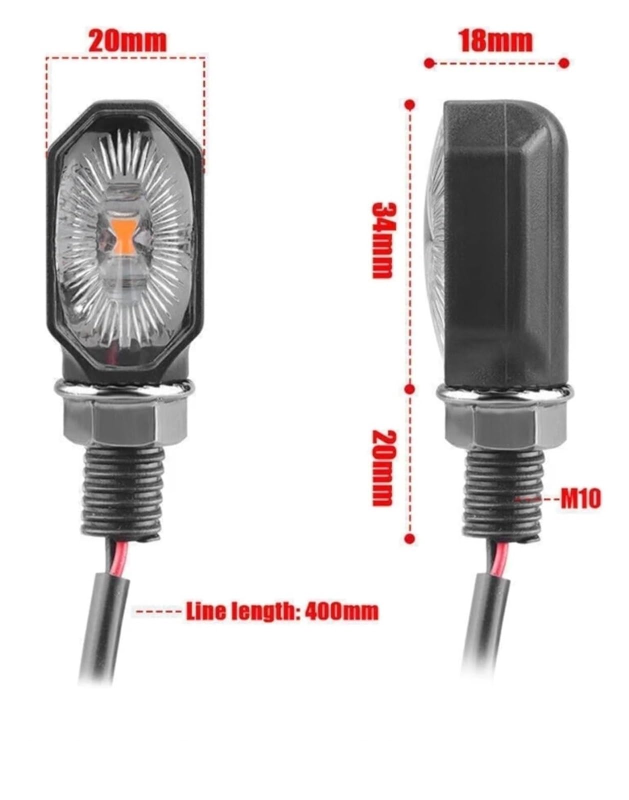 Indicatore Direzione Anteriore per H&yosung 12V 10mm Indicatore di Direzione per Motocicletta Luci Anteriori E Posteriori Indicatori(2 PCS)