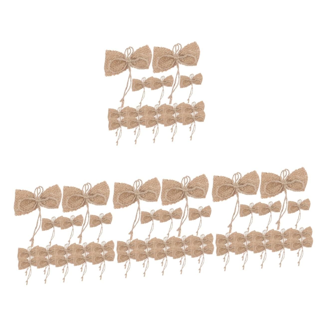 Lazos de arpillera mini adornos para arboles de Navidad y boda vintage 60 pcs