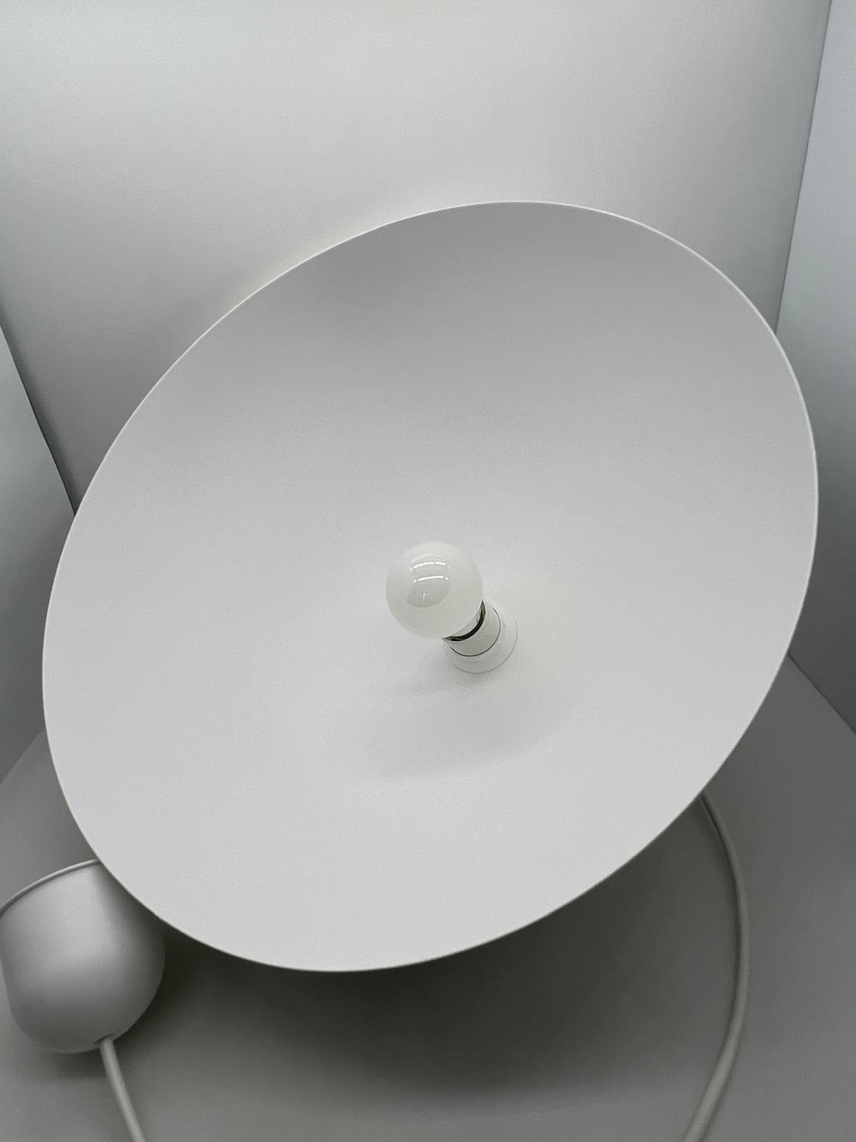 L+ Lampadario a Sospensione Moderno per Cucina e Soggiorno | Lampada Mezza Sfera Metallo 40cm E27 | Design Industriale Made in Italy (Bianco RAL 9016, Cavo 80cm)