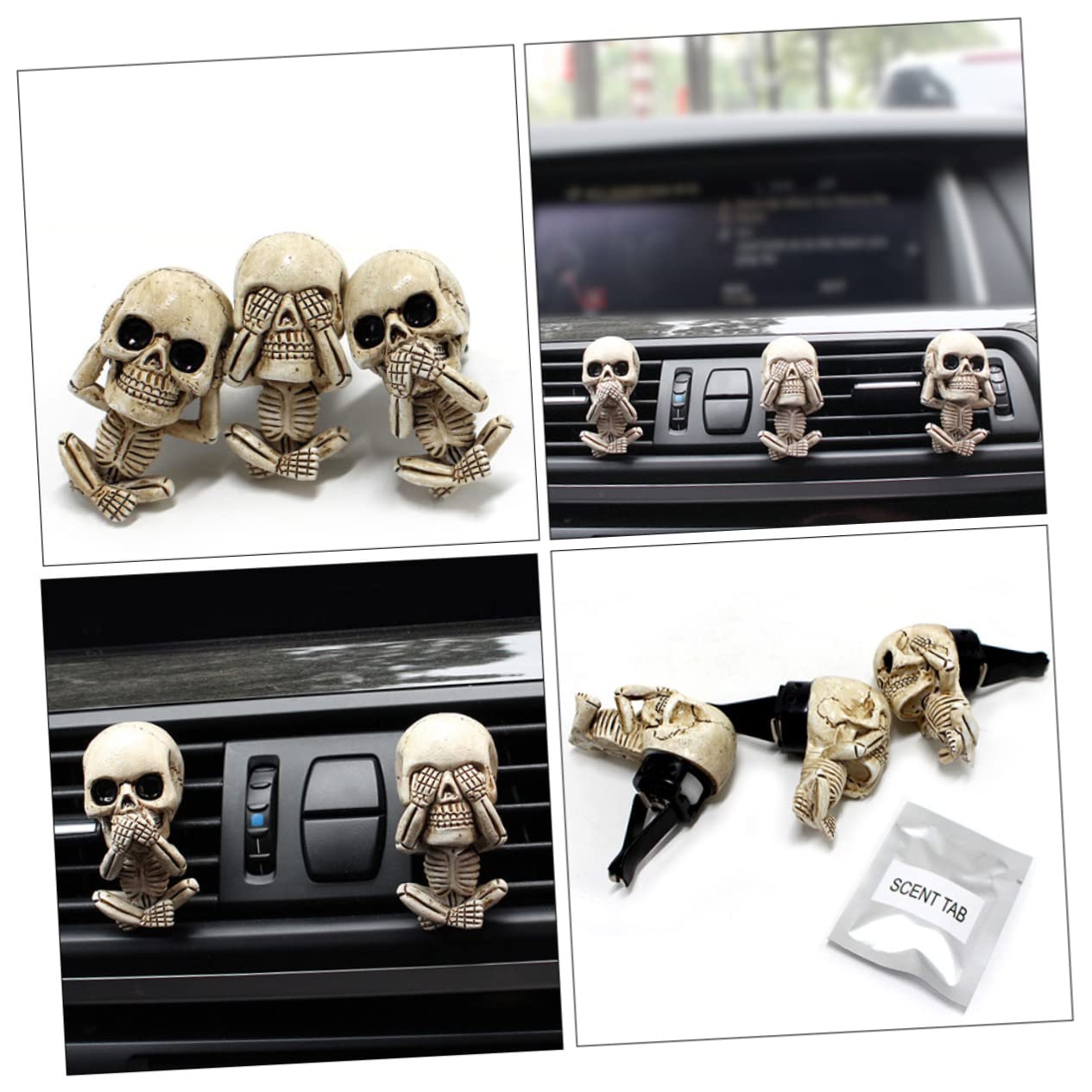 SOLUSTRE 12stücke Auto Luftventil Clips Süße Schädel-designs Für Halloween-dekoration Und Aromatherapie Im Auto Kompatibel Mit Meisten Lüftungsschlitzen Leicht Und