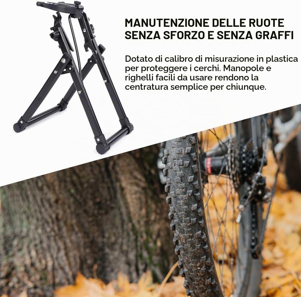 Cavalletto per Centrare Ruote Bici, Centraruote Bici, Cavalletto di Centraggio per Biciclette, Supporto per Ruota di Manutenzione Ruote per Bicicletta, per Mountain Bike, Bici da Corsa