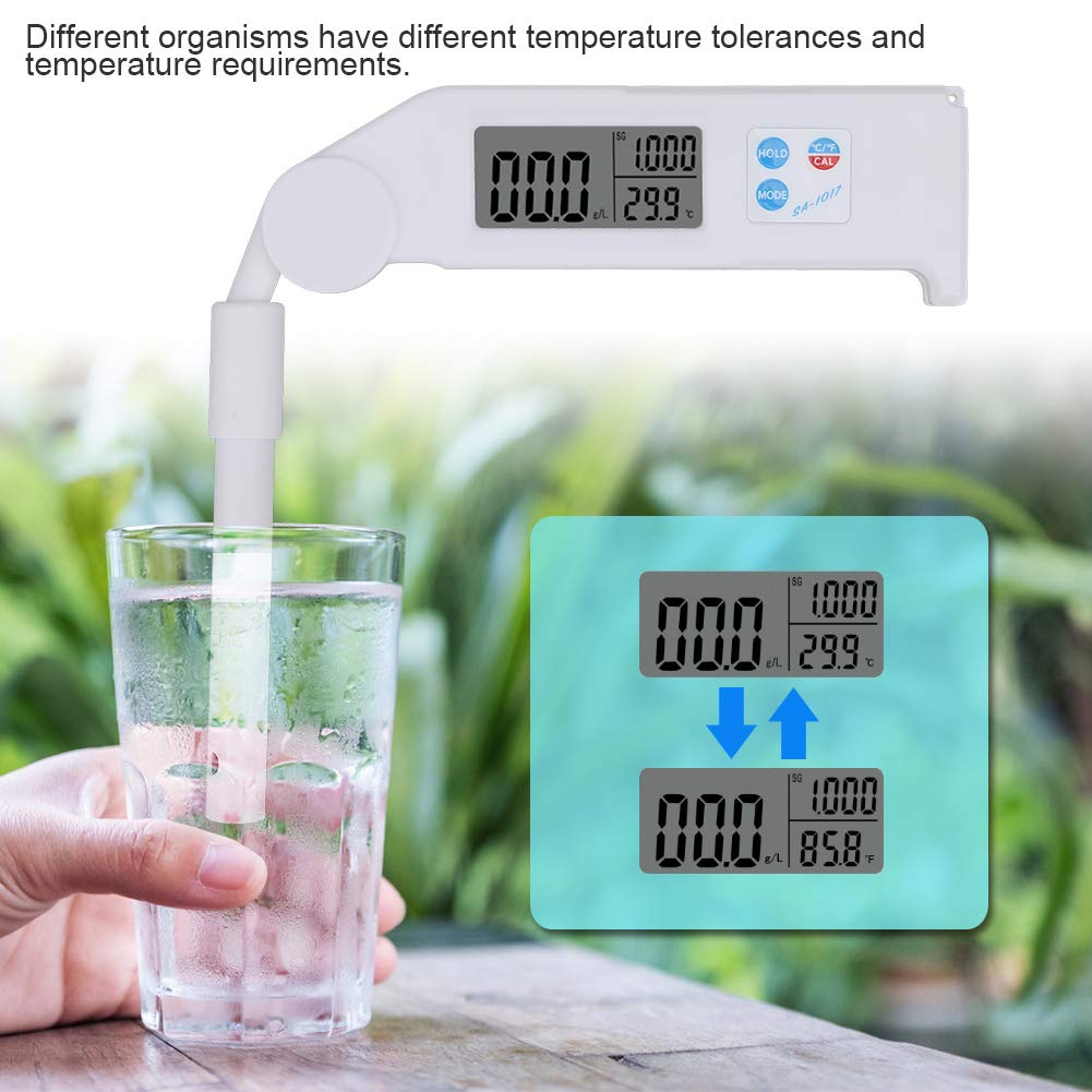 Marhynchus Miernik Zasolenia Przenośny Tester ABS z Wyświetlaczem LCD Składana Konstrukcja 0 do 42 Ppt i 32 do 122°F Tester Ciężaru Właściwego z Szybkim Odczytem dla Użytkowników Akwariów