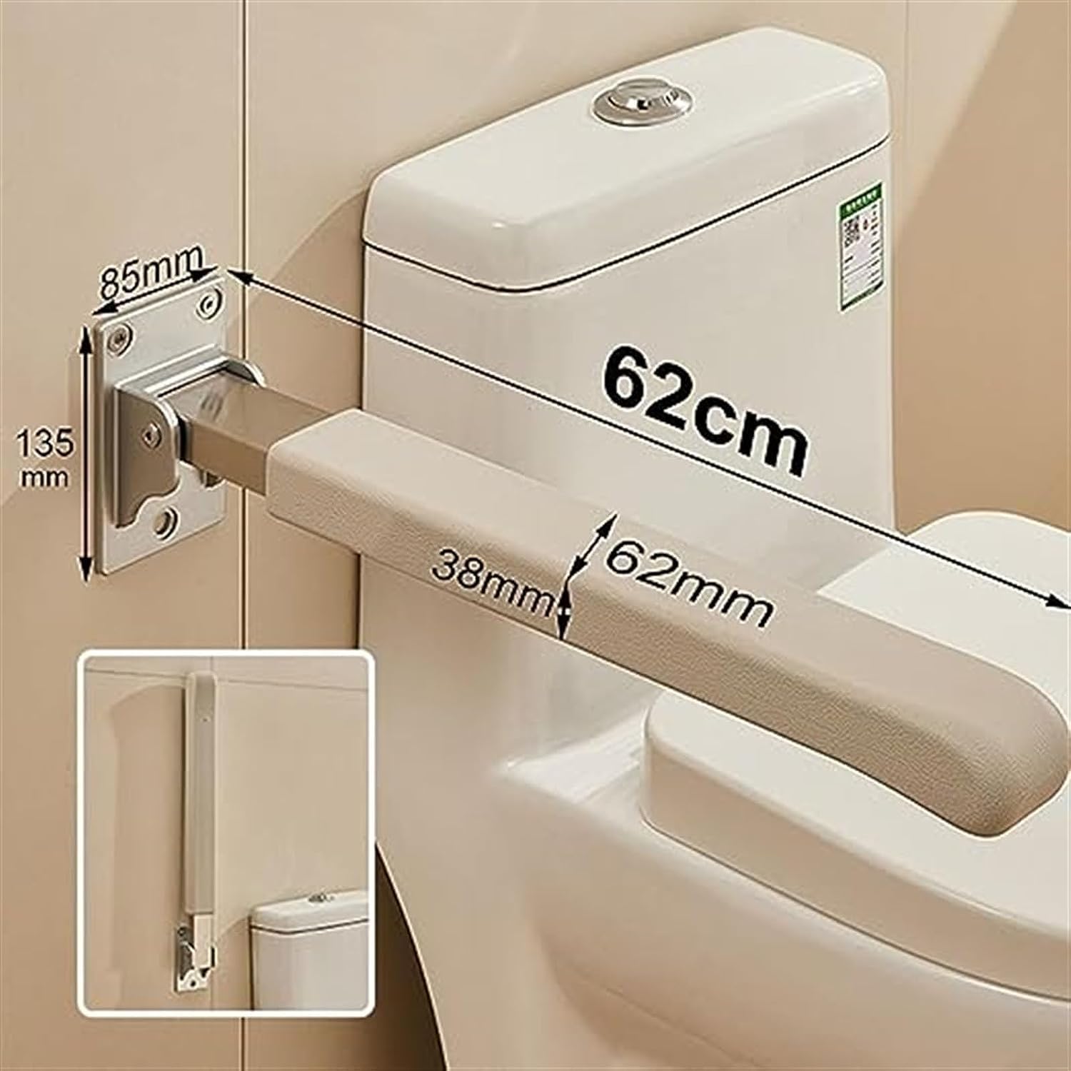 Barra de Seguridad para el baño abatible, Asidero Ducha Antideslizante Acero Inoxidable Barra Abatible Baño Minusválido, Rotación Vertical de 90 °, para Ancianos y Discapacitados (Color : A)