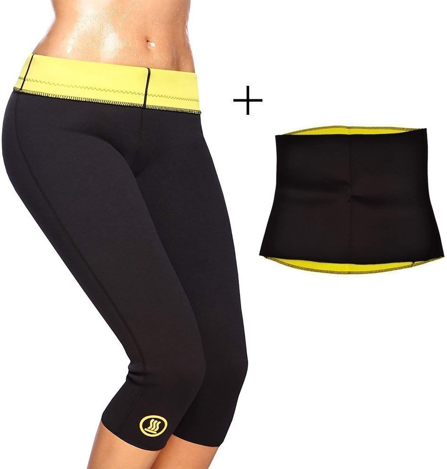 Sunshine Combo Hot Shaper Pants and Slimming Belt for Men and Women (Black)