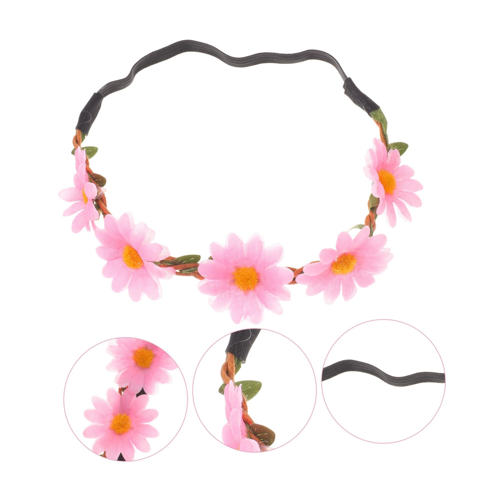 Didiseaon 40 Piezas diadema de flores de sol diadema de dama coronas de girasol de girasol s de niña guirnalda de de pelo ajustable de tela con margaritas rosa