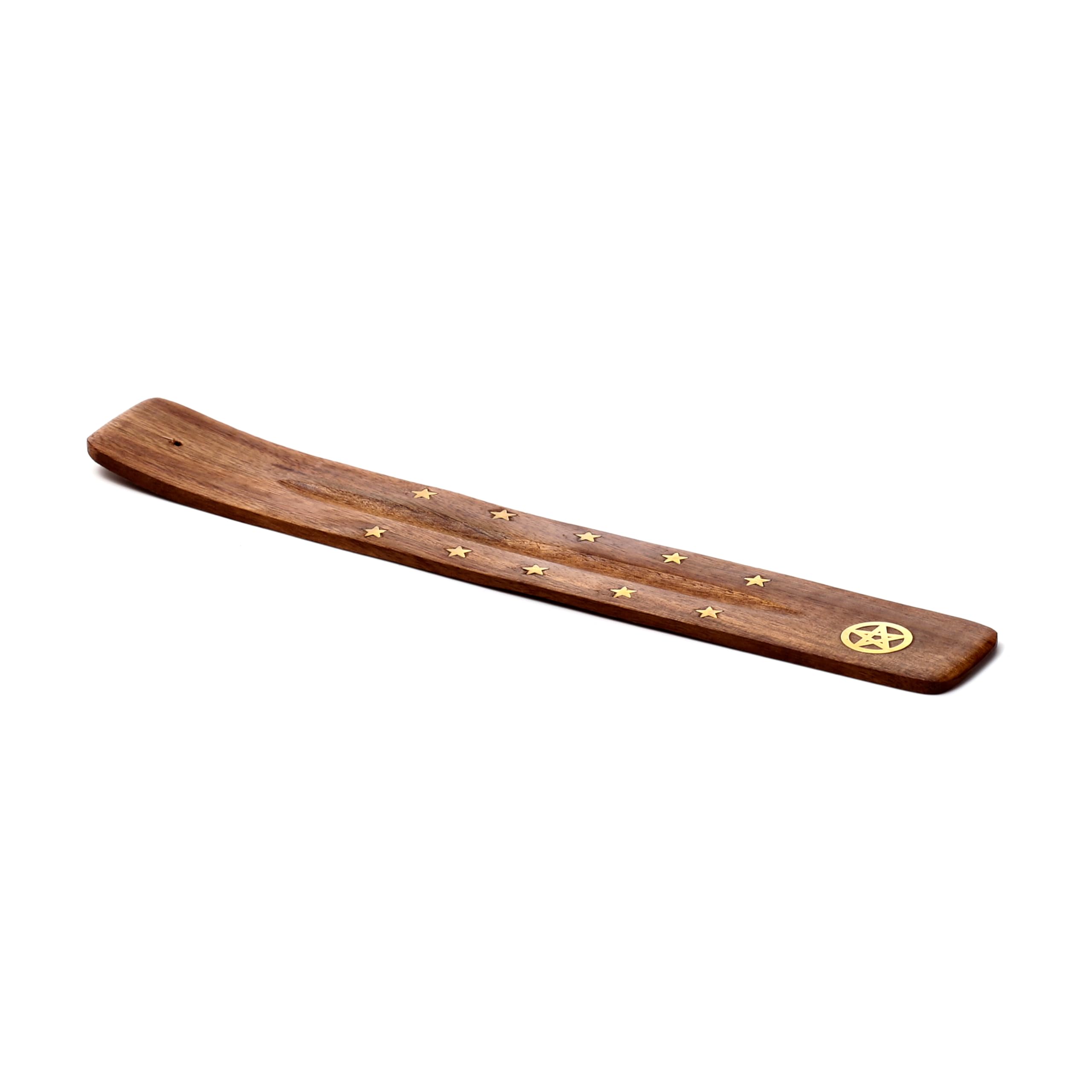 Puckator Sheesham Wood Ashcatcher Incense Stick Burner Pentagram & Stars - Zen Spiritual Modern Gothic Home Room Decor Decorations - Meditation Accessories - Stick Sticks Cone Holder Burner Burners