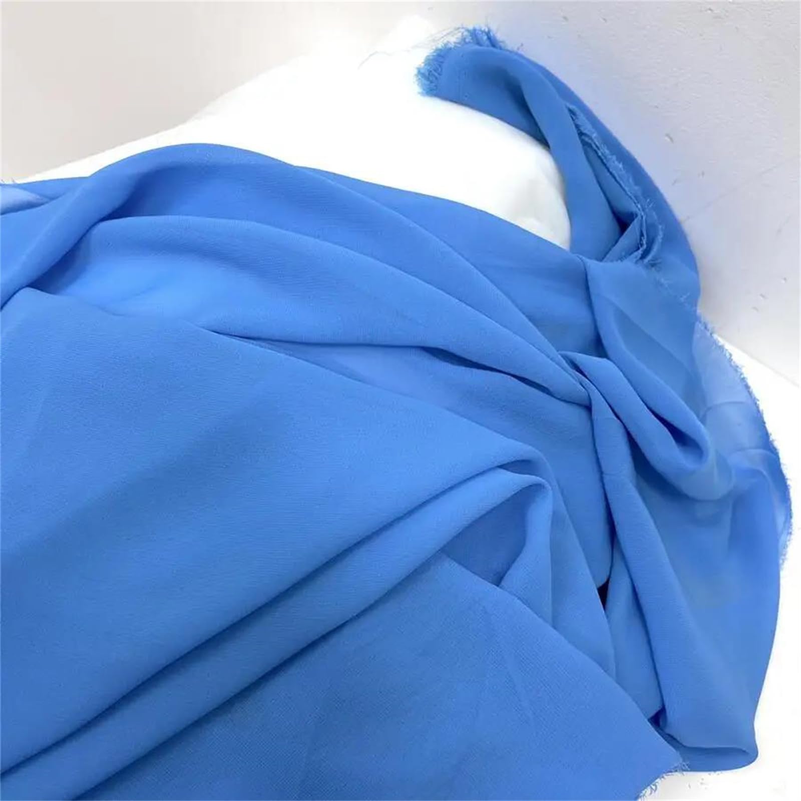 Tela de gasa plisada con perlas, Tela de gasa poliéster Multicolor, 150cm, costura vestidos, cortinas, bricolaje, varios tamaños(Blue,3Yards)