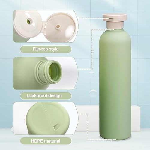 Miniatura 3 de Harewu 3 botellas de 8.8 onzas con tapa abatible, reutilizables y recargables, a prueba de fugas, para lociones, cremas faciales, champús,