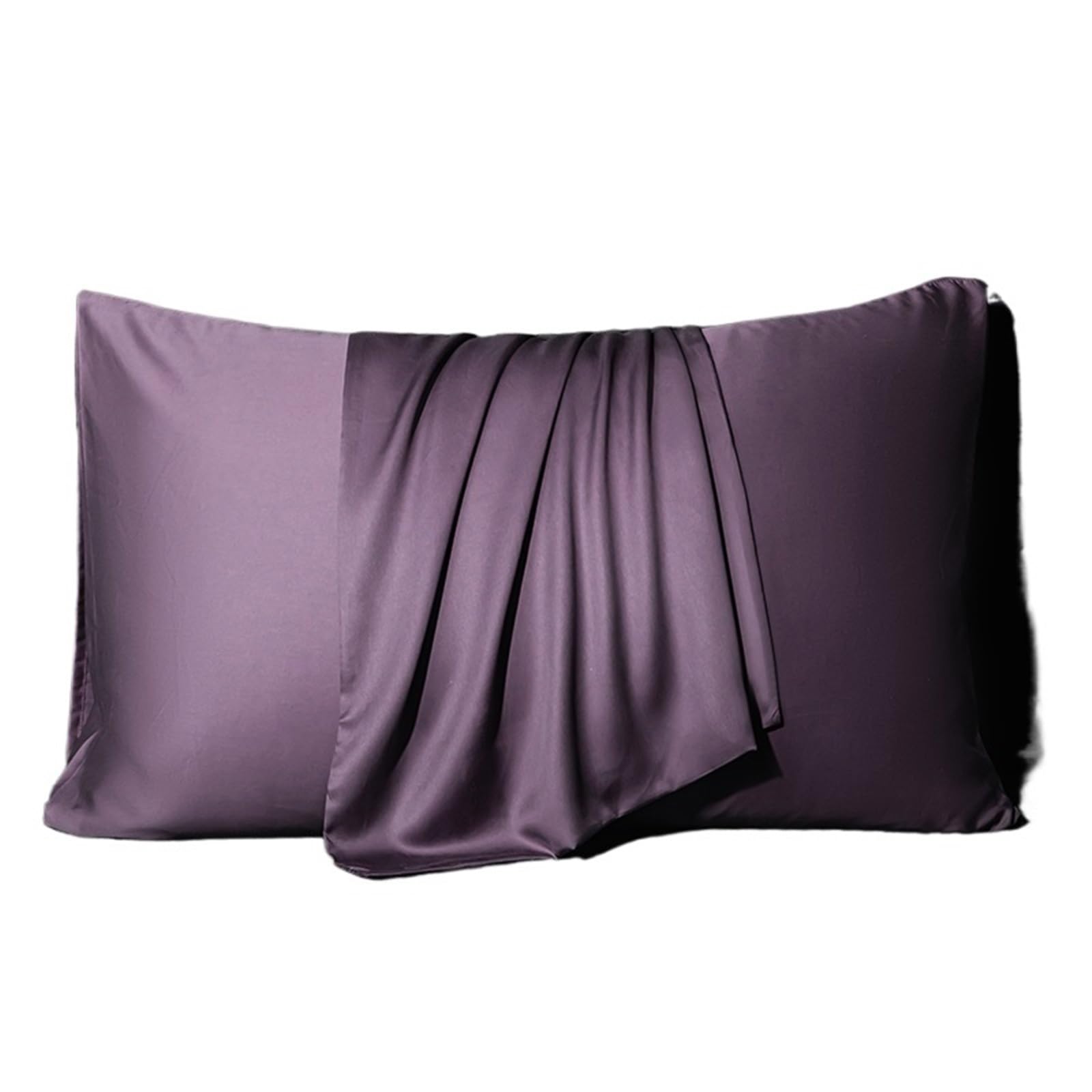 Silk pillowcase Silk Pillow Cover Pillowcase Solid Color Envelope Sleeping(Purple,50x80cm 1pc)
