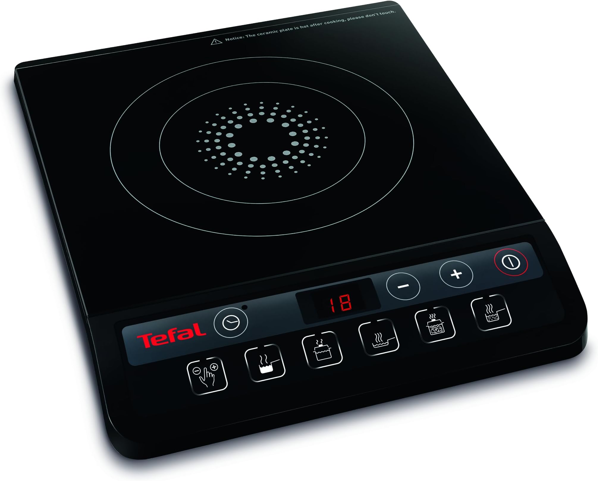 Tefal Everyday Portable Electric Induction Hob, 2 hours timer, 6 functions, 9 power level, 2100W, Kitchen, Student, Cooking, Caravan, Party, Black, IH201840