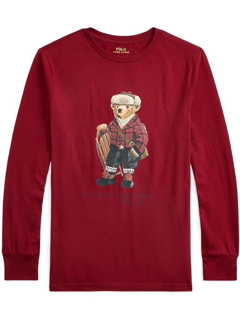 Red Polo Ralph Lauren Polo Bear Cotton Long Sleeve Tee (Big Kid)