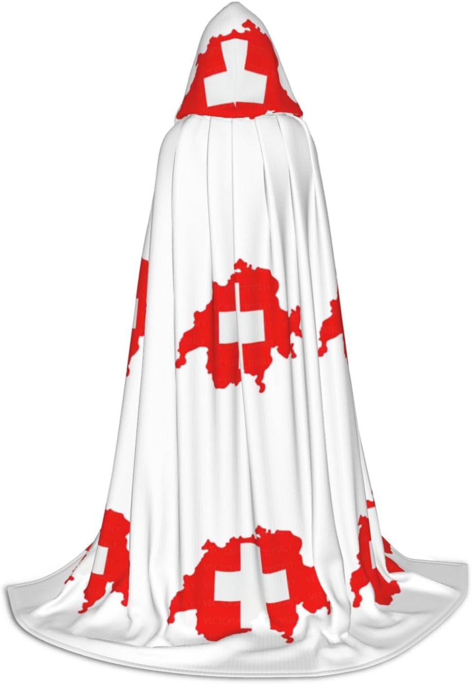 Swiss Flag Map Print Renaissance Hooded Cloak Costume Clothes Halloween Medieval Costume Cape for Women Men