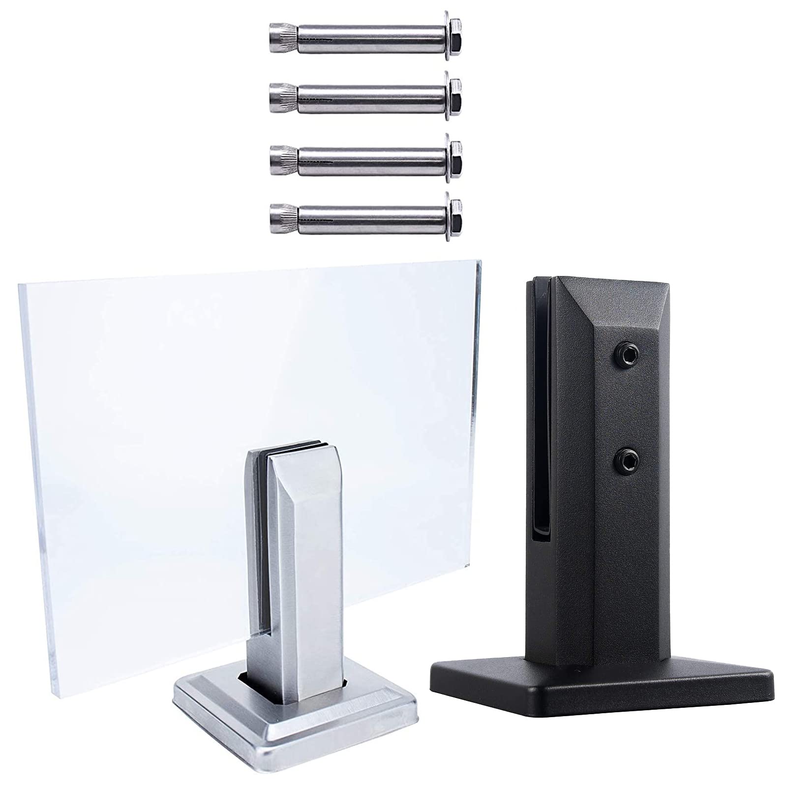 PHASFBJ20 Piece Stainless Steel Glass Clamp Glass Spigots Post Balustrade Stairs Railing Pool Balcony Fence Floor Glass Mounting Brackets,Black,20 Piece