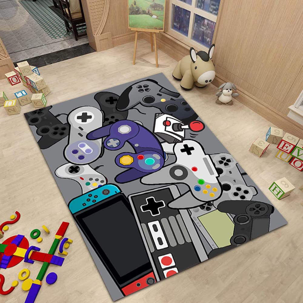3D Alfombras de Habitacion Gamer Relámpago Azul Videojuegos Juvenil Chico Infantiles Niño Colores Gaming Grande Pequeñas Alfombras Salon Baño Modernas Pelo Corto Lavables (Gris,120 x 180 cm)