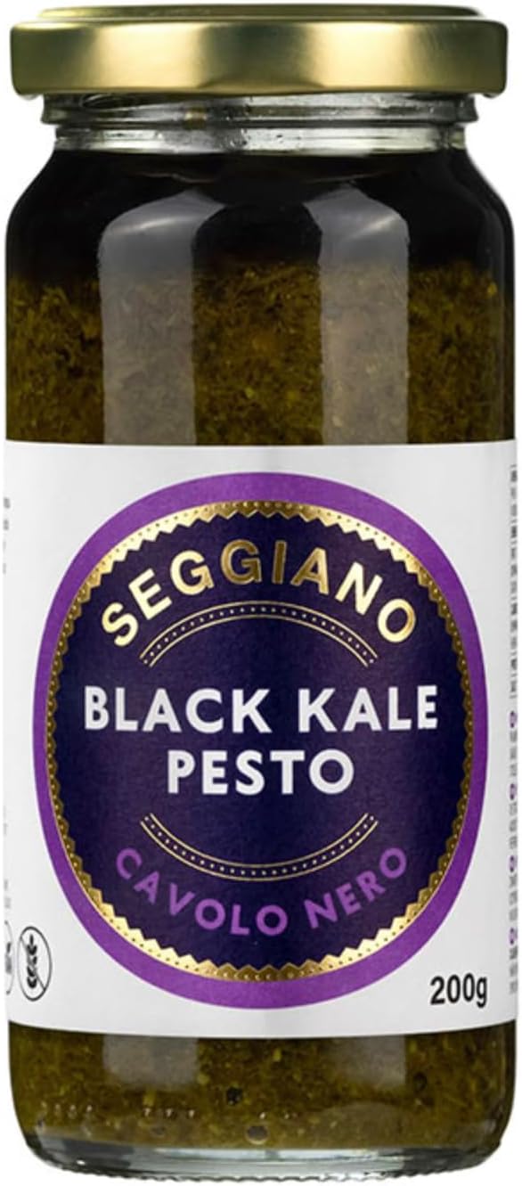 Black Kale Pesto 200g - Vegan, GMO Free, Gluten Free, Wheat Free, Raw, Vegetarian & Suitable for Coeliacs - Product of Sicily - Excellent with Pasta