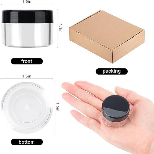 Miniatura 4 de 60 unidades de 0.5 fl oz0.53 oz de muestra de tarro transparente transparente crema de vidrio cosmético recipientes con mini espátulas etiqueta para