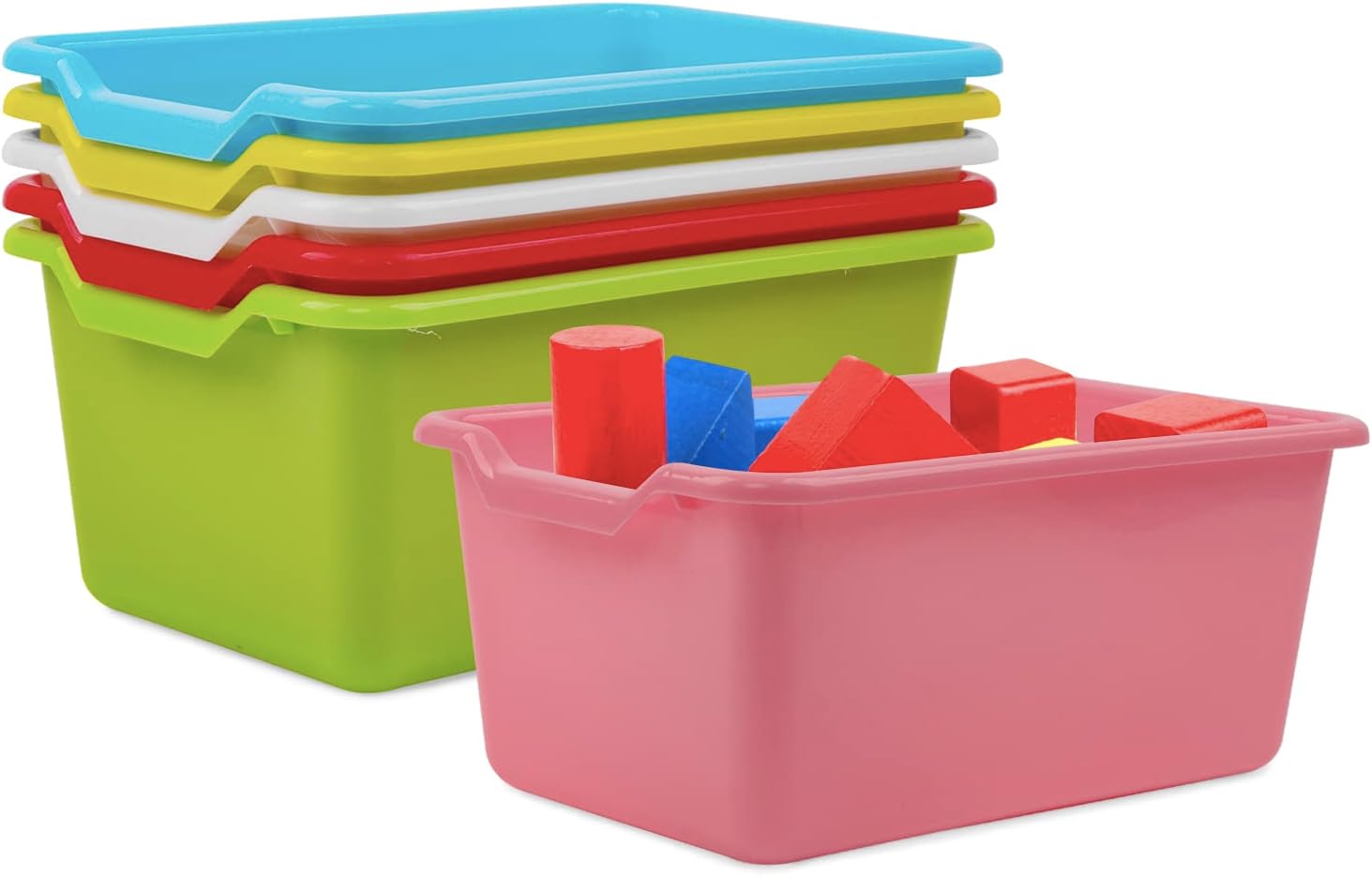 Storage Bins,6 Pack Stackable Plastic Storage Bins Cubby
