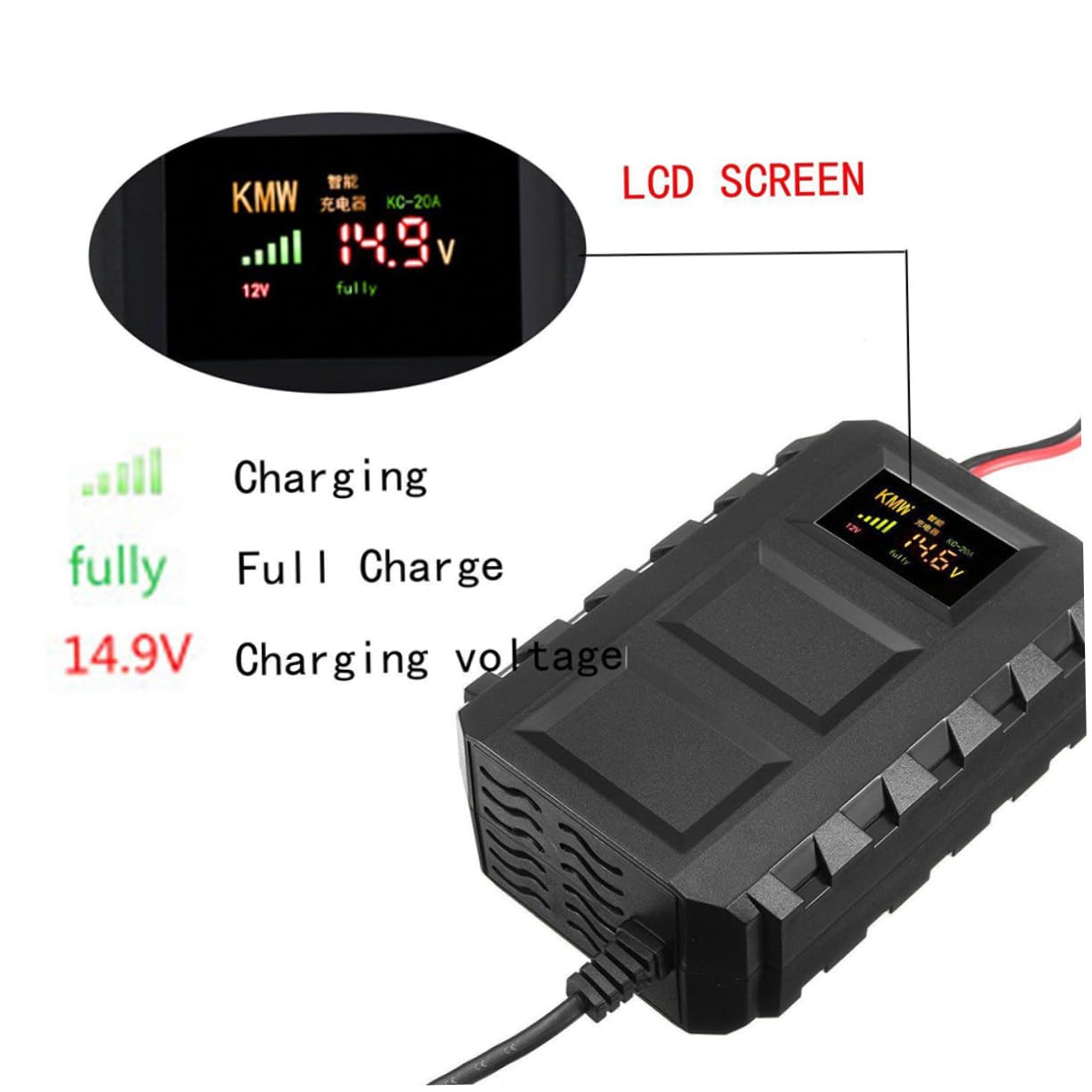 Chargeur de Batterie Automobile 12 V 20 A pour Moto, Compact