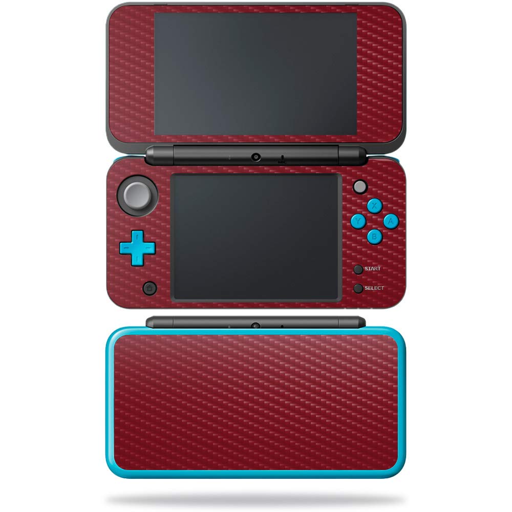 MightySkins Carbon Fiber Skin for Nintendo New 2DS XL - Burgundy | Protective, Durable Textured Carbon Fiber Finish | Easy to Apply, Remove, and