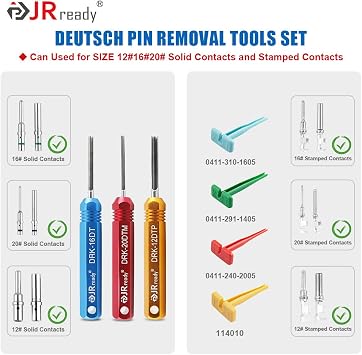 JRready ST5228 Extractor Tools,Removal Tools Kit for Molex .062 & .093 Pin and Socket Connectors with ST5236 Deutsch Pin Extractor Tool for 16#12#20# Solid/Stamped Contacts, Terminal Removal Tool