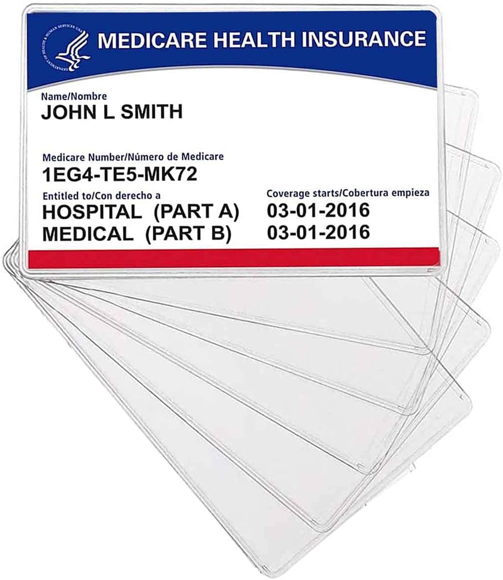 Amazon.com: 10 Pack New Medicare Card Holder Protector Sleeves, 12Mil Clear  PVC Soft Water Resistant Medicare Card Protector Sleeves for Medicare Card  Credit Card Business Card Social Security (Matte 10 Pack） :