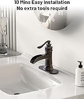 Vista 7 de grifo cascada monomando para el lavabo de baño, de un agujero, bronce, frotado con aceite