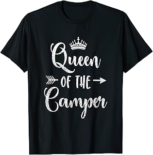 Camping Queen Funny Camper Girls Tee Mujeres Señoras Camiseta