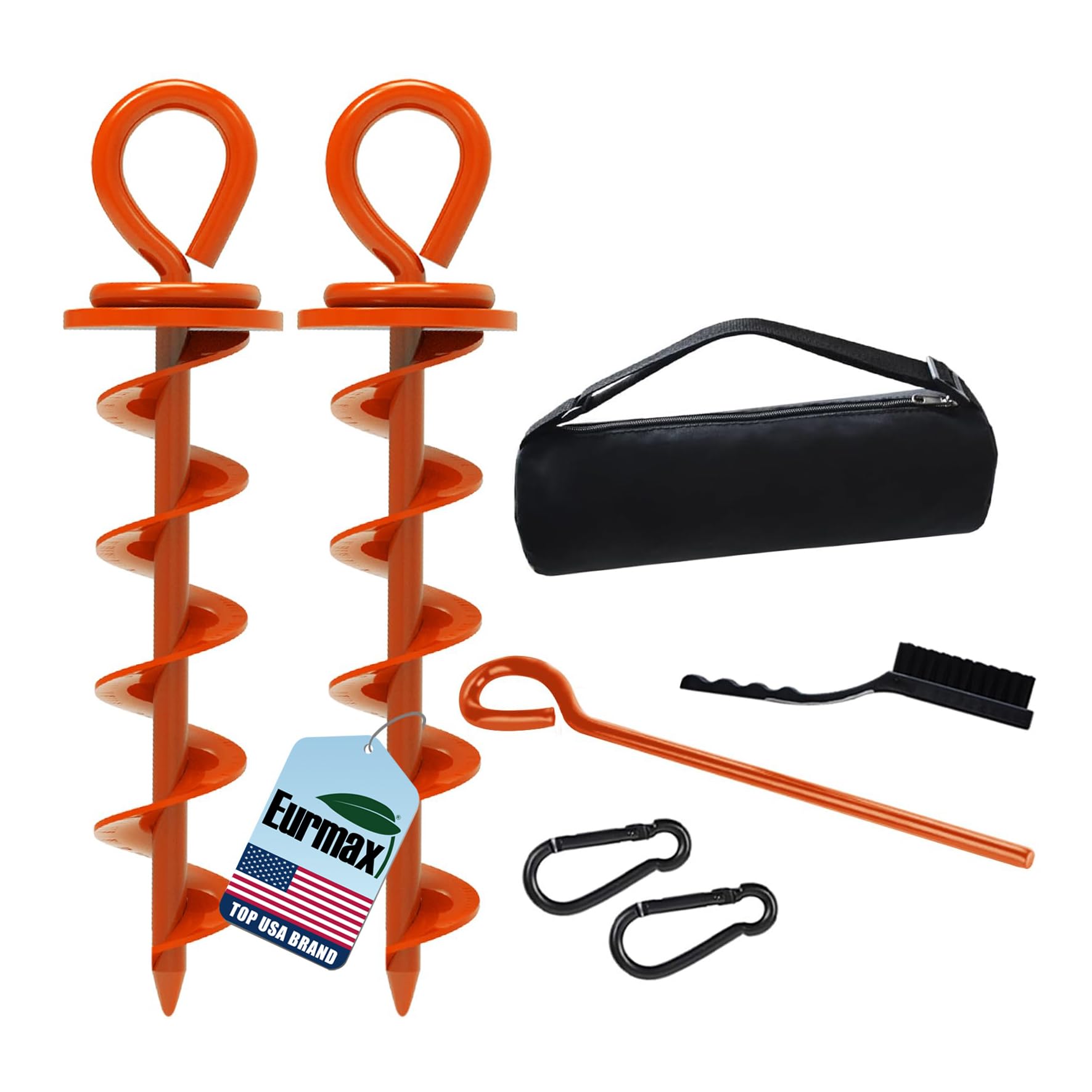 Eurmax USA 2-Pack Heavy Duty Dog Tie Out Stake, No-Tangle In Ground Anchor Runner for Large Dogs up to 210 Lbs - Perfect for Yard, Beach and Camping (Medium,Orange)