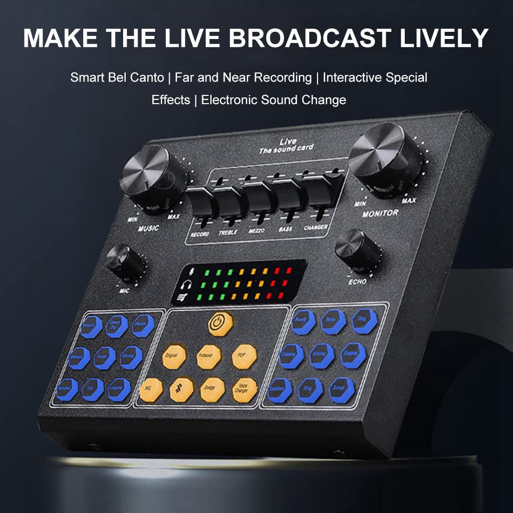 Interfaz de Audio con Mezclador de DJ y Tarjeta de Sonido, Estudio de producción de podcasts portátil Todo en uno para Guitarra, transmisión en Vivo, PC, grabación y Juegos