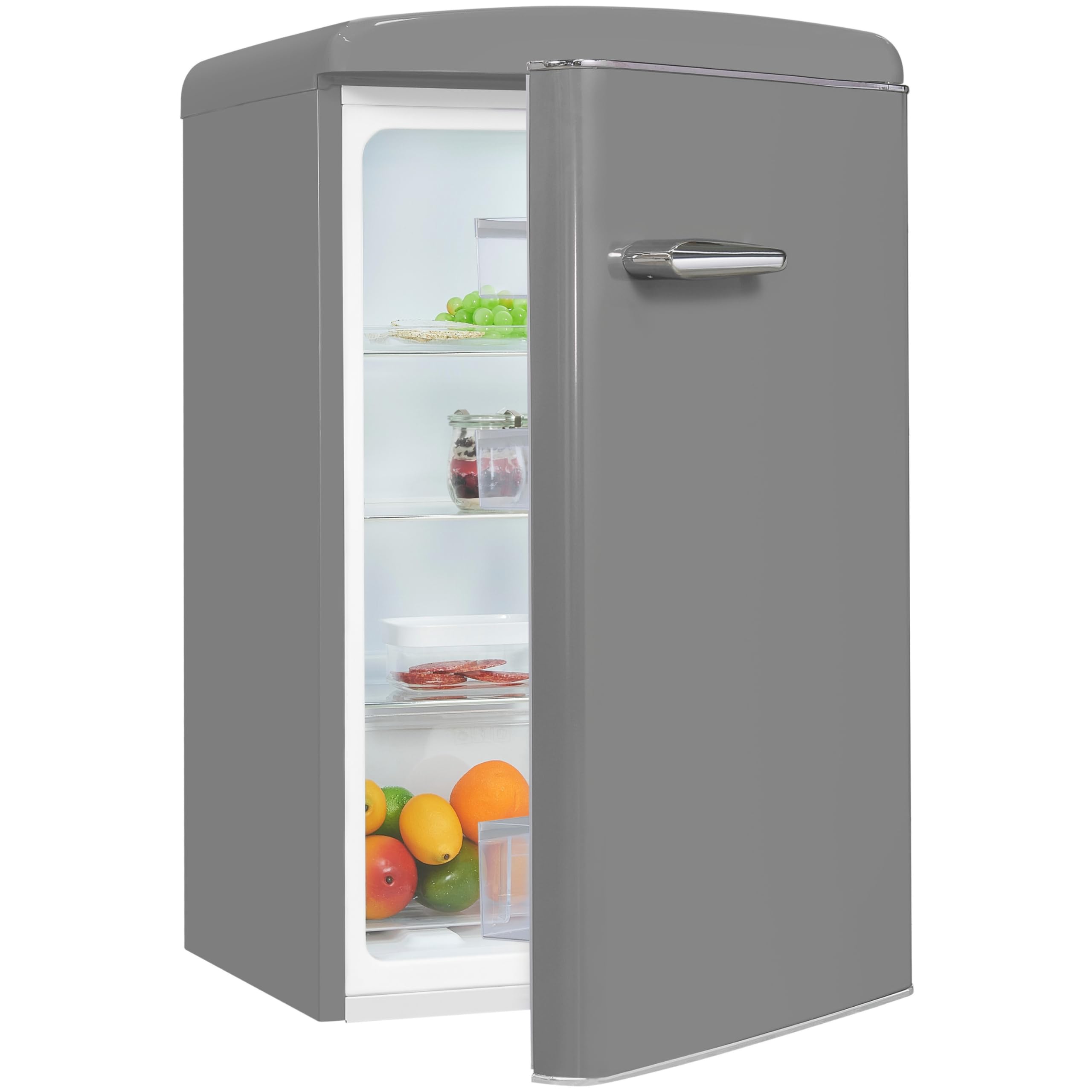 Exquisit Retro-Kühlschrank 122 l - Kühler ohne Gefrierfach - Grau - E