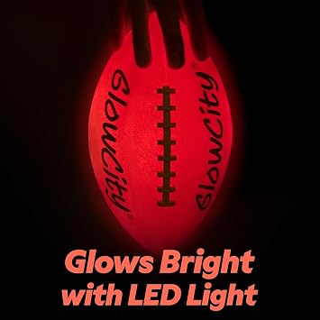 GlowCity Glow in The Dark Football - Size 3/6 Light Up Ball Gifts for Kids, Junior & Teens - Bright Football for Night Outdoor Games - Sports Birthday Gift Ideas for Boys Ages 6 7 8 9 10 11 12 13 14