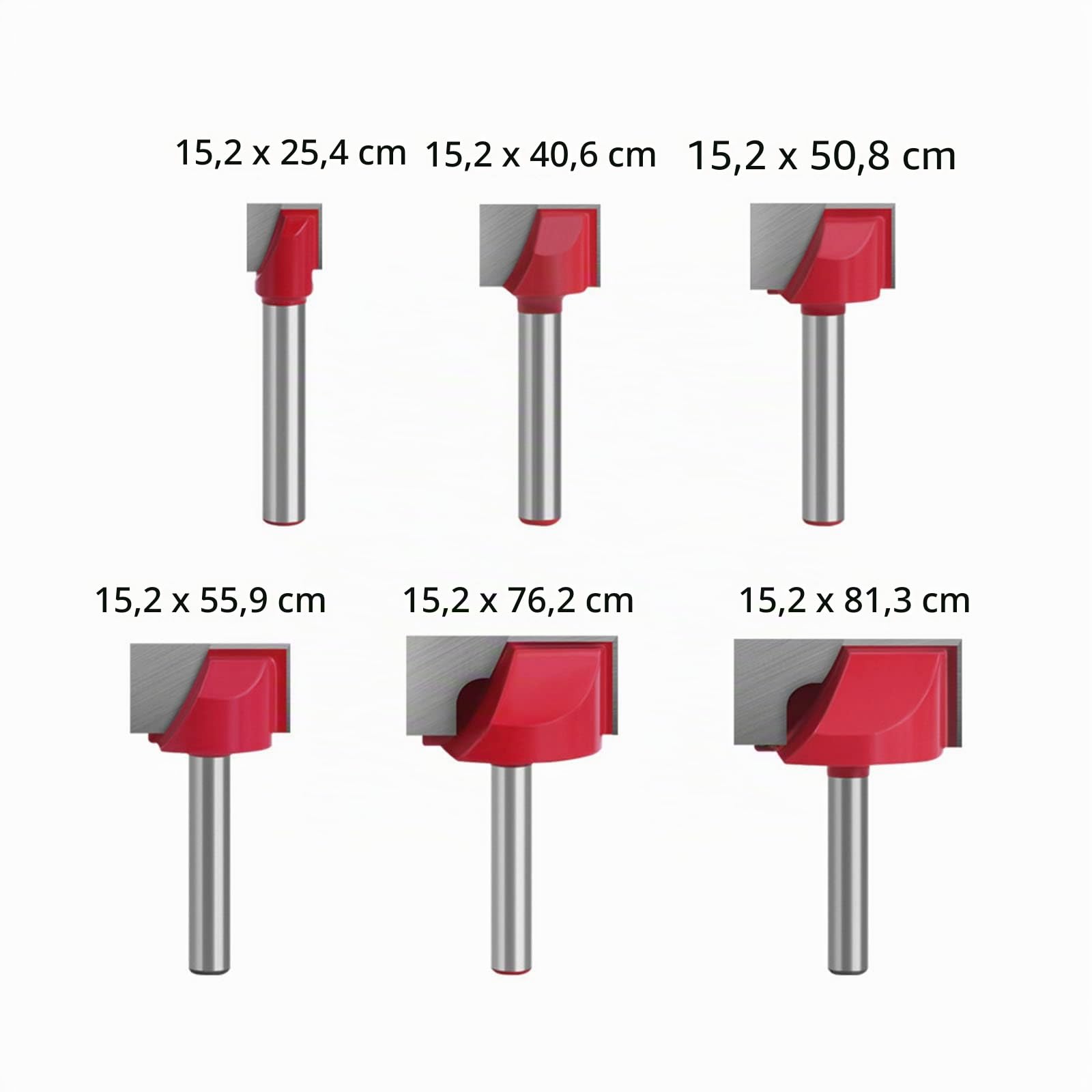 BIGP Set di 6 Fresa per la Pulizia del Fondo, con codolo da 6 mm, per la lavorazione del legno, punte da 10/16/20/22/30/32 mm