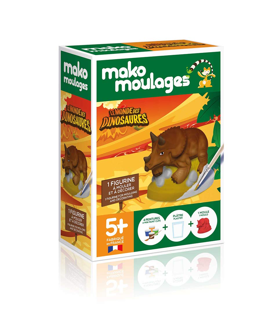 mako moulages Dinosaur Triceratops, Green, 55mm (W) x 110mm (L) x 150mm (H)