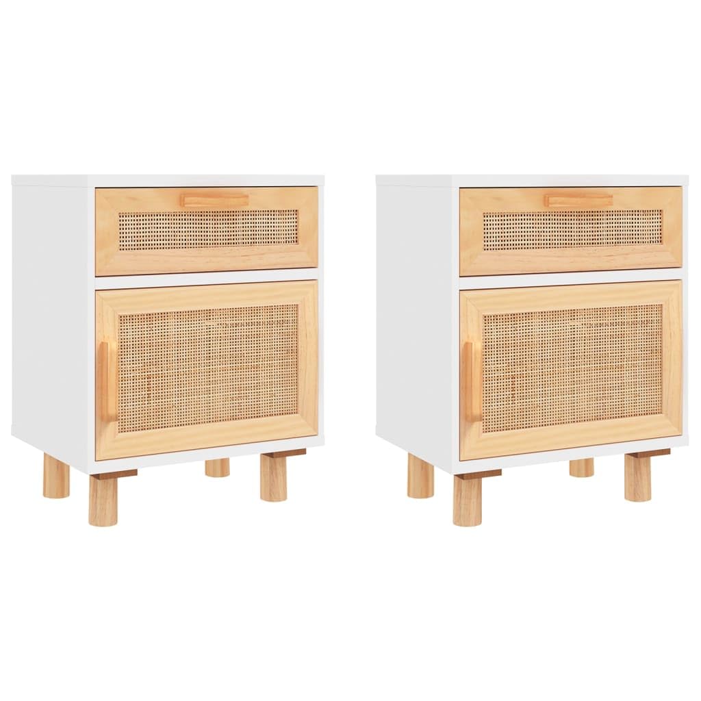 Comodino stabile con supporto a parete, comodino scandinavo in rattan massello e rattan per camera da letto, stile scandinavo,