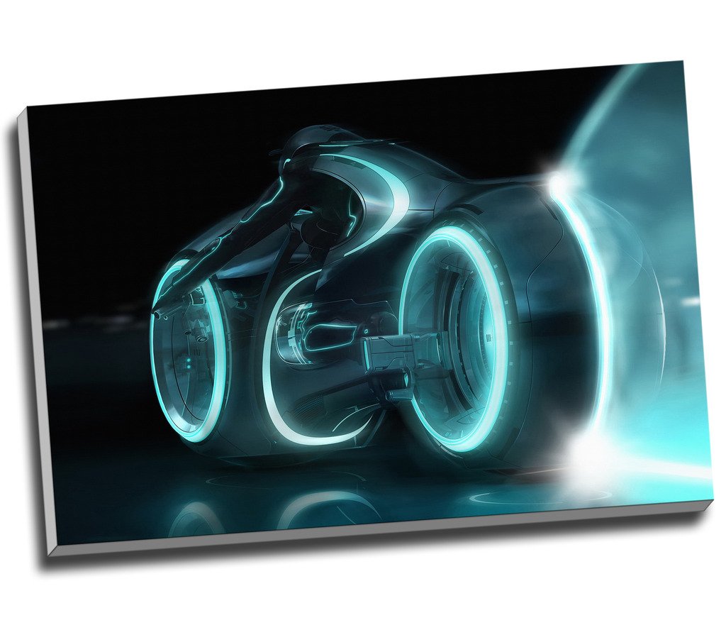 Panther Print Turquoise Motorbike Tron Modern Art Canvas Print Wall Art Picture Canvas Prints Large A1 30 X 20 Inches (76.2Cm X 50.8Cm)