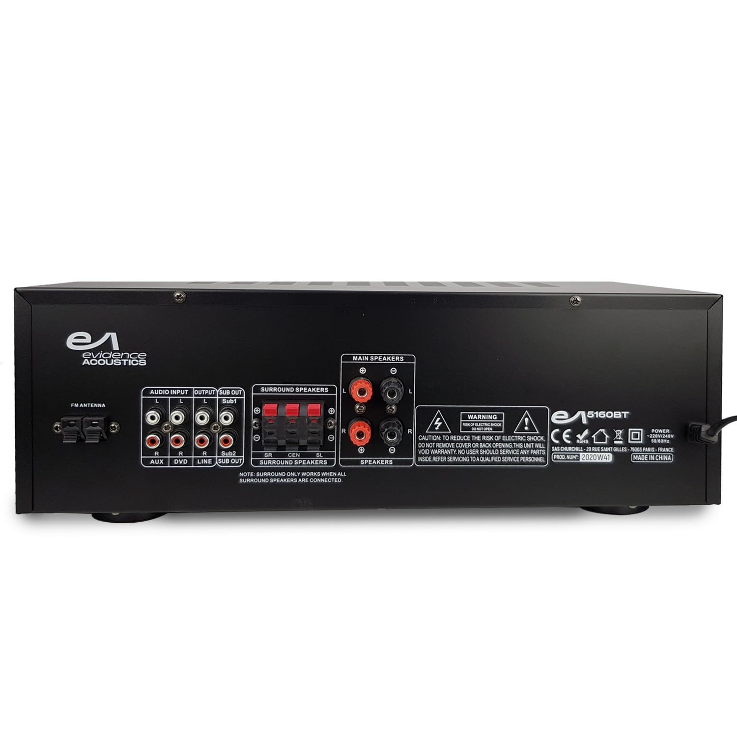 Evidence Acoustics Pack Home Cinéma 5.1 Bluetooth Colonnes Ampli USB Karaoké Noir