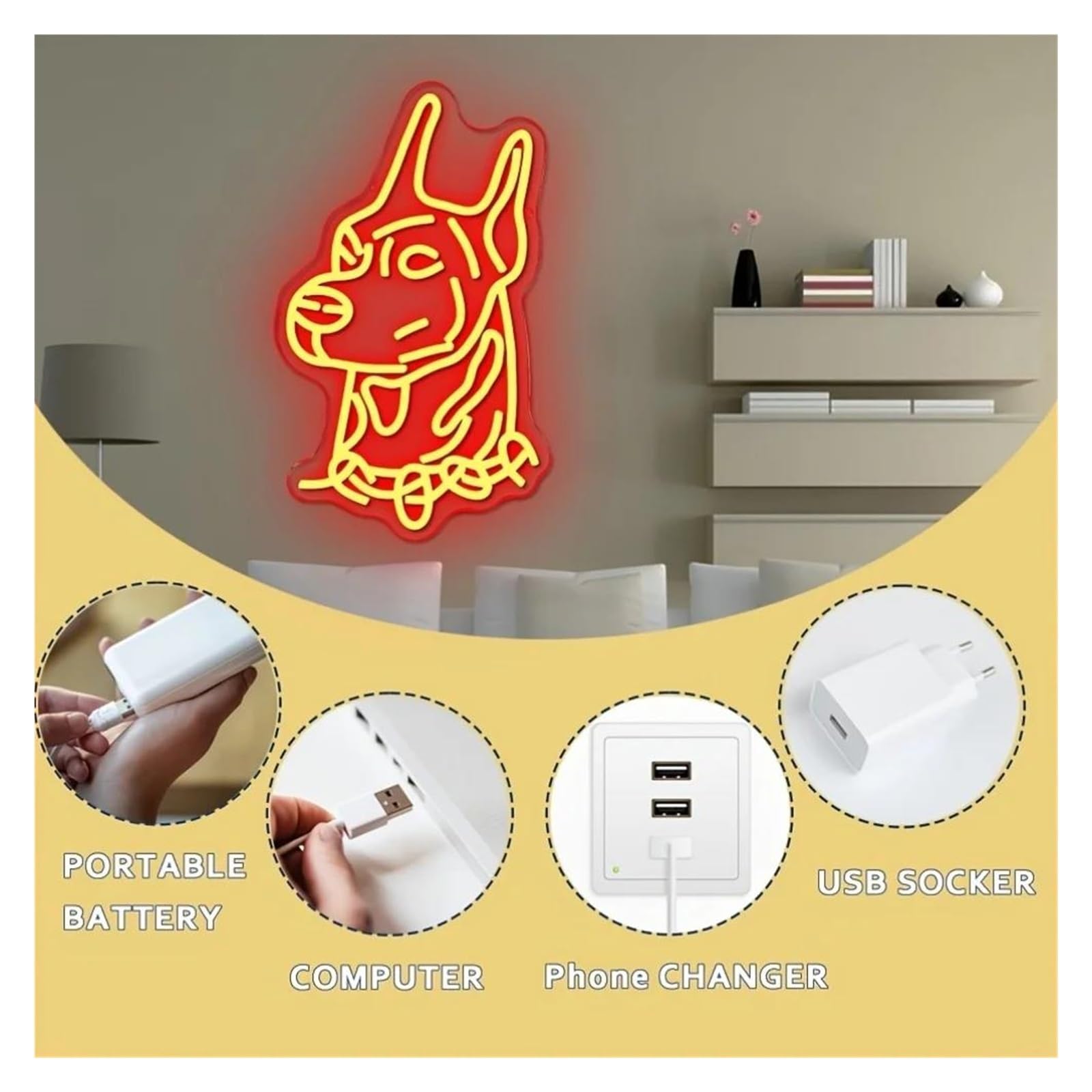 néon signe Enseigne Lumineuse En Forme De Chien, Intensité Variable Pour Chambre D'enfant, Animalerie, Fête, Bar Salle De Jeux Salon Décoration Murale 40cmx26cm