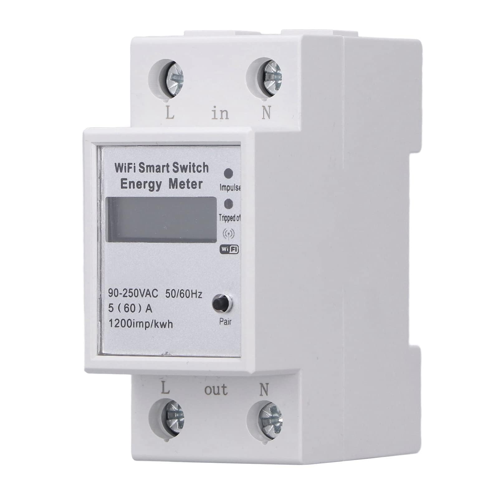 Medidor Energía Inteligente WIFI Monofásico 2P LCD Monitor Consumo para Tuya ZMAI-90 Carril DIN Hogar
