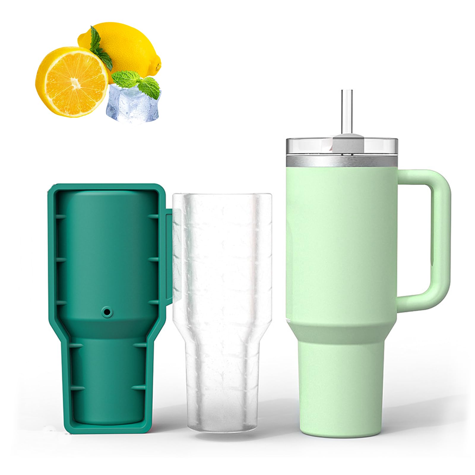 XJLyaya Eiswürfelform, Stanley Eiswürfelform, Eiswürfel, Silikon Eiswurfelform mit Deckel, Wiederverwendbar, Geeignet für 20-40 Unzen Stanley Cups, Bier, Whisky, Kaffee, Integriert (A)