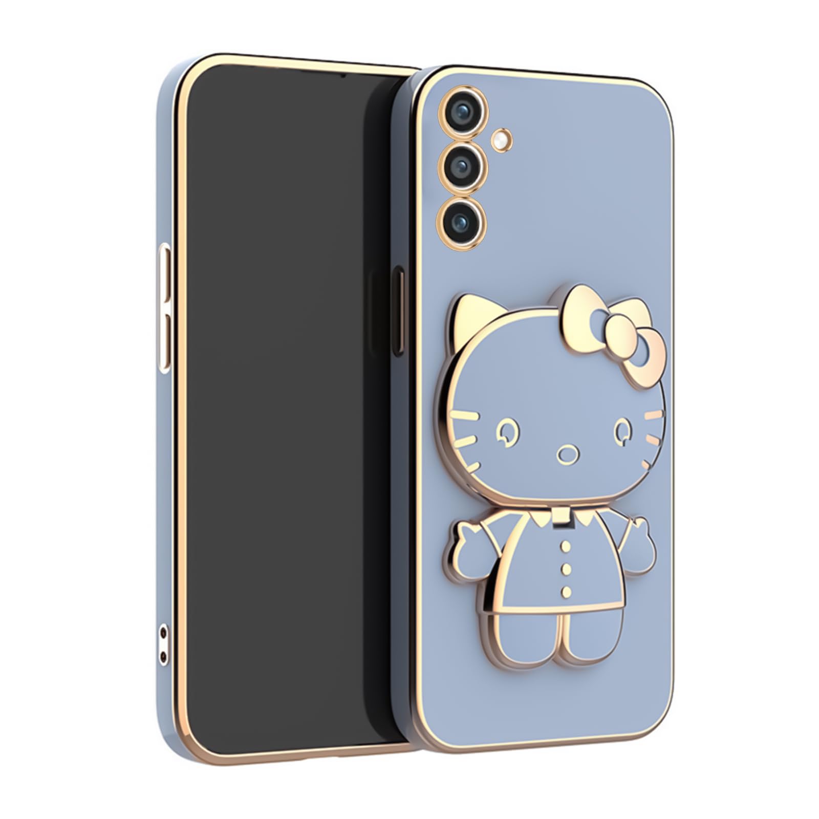 GetTechGo® Cat Back Cases and Covers Compatible for Samsung S23 FE 5G Kitty Cat Back Cover Case with Stand and Mirror | Anti-Slip | Folding Stand (BLUE) (B0CS9PG8RY) Amazon Price History, Amazon Price Tracker