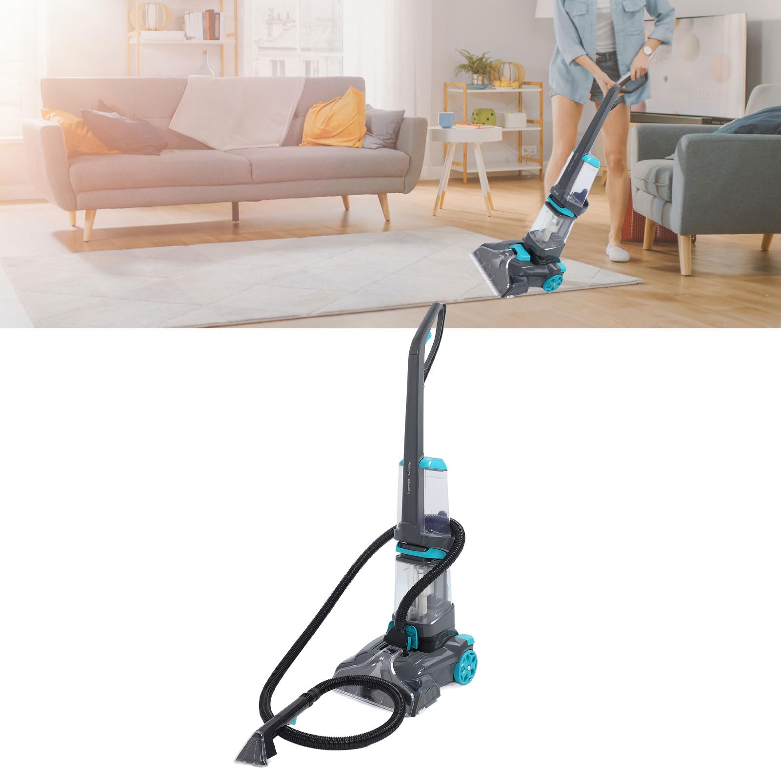 Limpiador de Alfombras Vertical, Aspirador Multifuncional para Mascotas con Eliminación de Manchas de 1200 W para Uso Doméstico