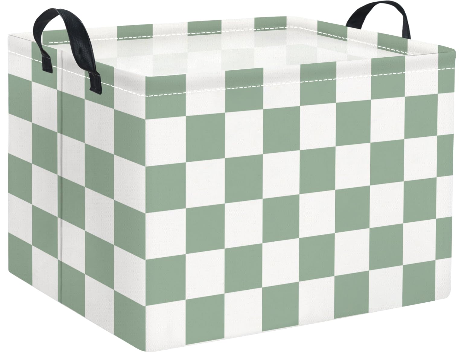 Rectangular Kids Basket Baby Girl Basket Fabric Storage Bin Organizer Box Room Decor(Green Checkered)