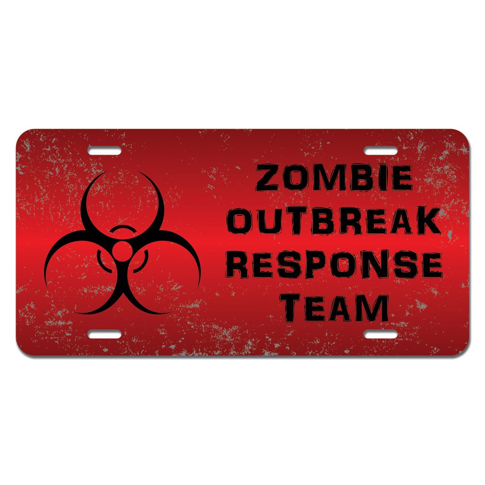 GRAPHICS & MORE Zombie Outbreak Response Team Red Distressed Novelty Metal Vanity License Tag Plate
