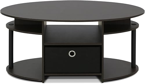 Miniatura 4 de Furinno JAYA - Mesa auxiliar ovalada de diseño simple nogal