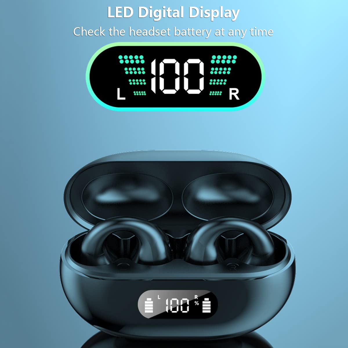 Bezprzewodowe słuchawki douszne z klipsem na przewodnictwo kostne, z otwartym uchem, Bluetooth 5.3, mini klips, sportowe, bezbolesne, bezprzewodowe, Bluetooth, do biegania, jazdy samochodem, treningu