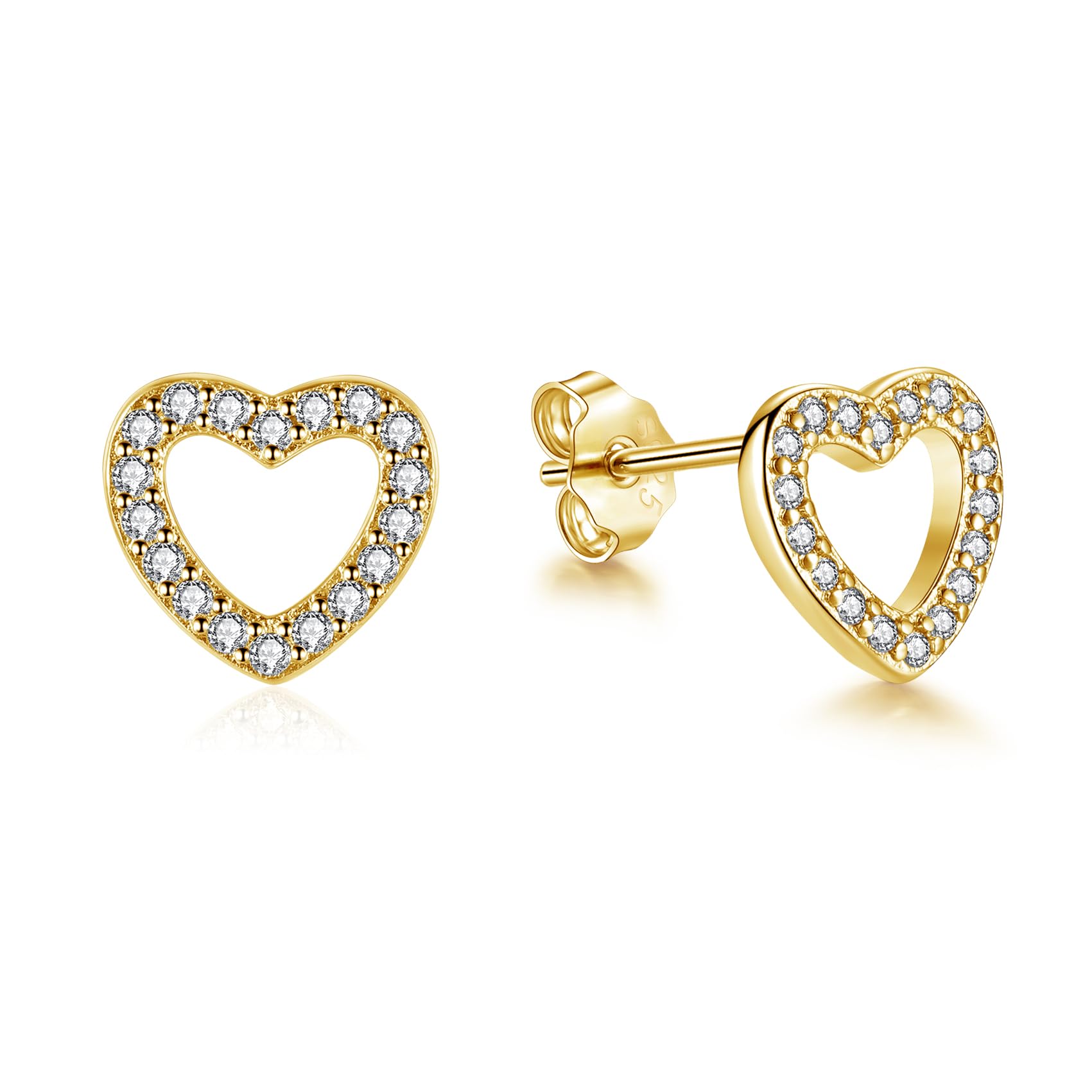 Zolkamery 925 Sterling Silver Stud Earrings, 925 Silver Stud Earrings, Women's Earrings Stud Earrings, Hypoallergenic Cartilage Sleeping Stud Earrings, Heart Moon Star Stud Earrings (8 mm / 10 mm)